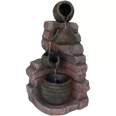 Crumbling Bricks/Pots Solar Water Fountain With Battery - 27 In By Sunnydaze • $299