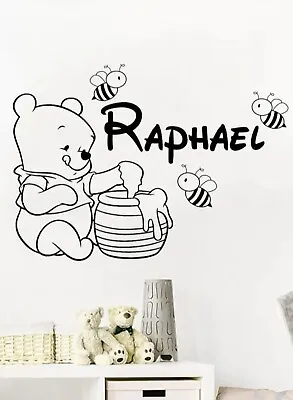 Large Winnie The Pooh WALL STICKERS KIDS WALL ART  BEDROOM NAME BABY ROOM Disney • £12.99