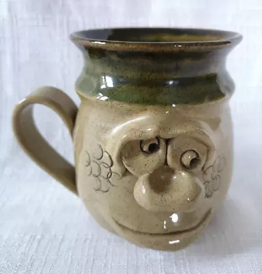 Large Vintage Pretty Ugly Mug Pottery Wales Cup Coffee Tea Glazed Stoneware. • £10