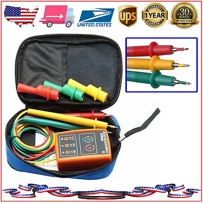 New 3 Phase Sequence Rotation Tester Indicator Detector Meter LED Buzzer With Po • $17.08