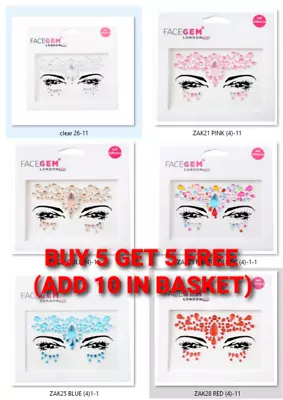 Face Gems Adhesive Glitter Jewel Tattoo Festival Party Body Make Up  • £2.69