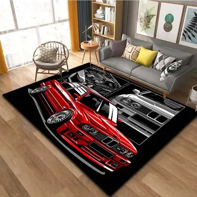 BMW E30 Racing Car Pattern Design Carpet For Living Room Bedroom Door Mat Home • £34.54