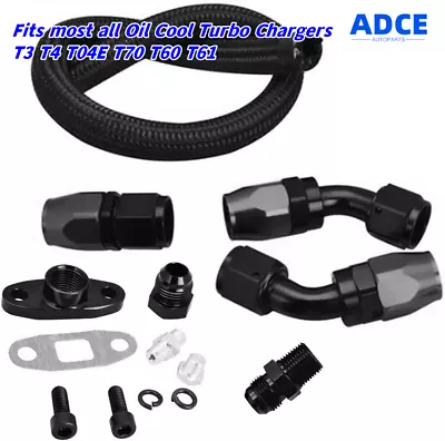 Turbocharger Oil Feed And Drain Return Line Kit For T3 T4 GT35 T70 T66 T61 T60 • $34.20