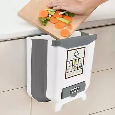 £8.99 • Buy 8L Folding Kitchen Waste Bin, Trash Can, Basket Hanging Over The Cabinet Door