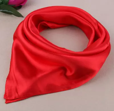 Lady Women 59x59cm Satin Silk Square Plain Scarf Scarves Headband Bandana Wrap • $6.79