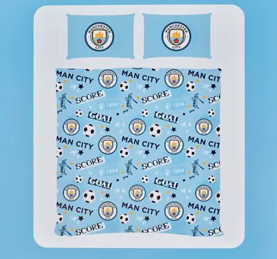 Manchester City Striker Double Duvet Cover Bedding Set Football Man City • £29