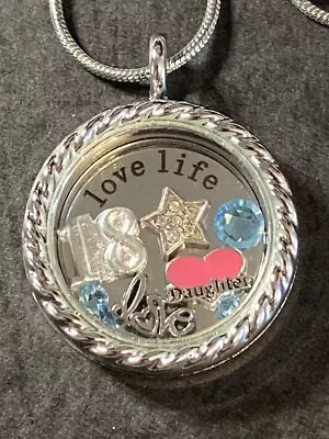 March 18th Birthday Gift Daughter Memory Locket Necklace Charms + Birthstone • £8.95