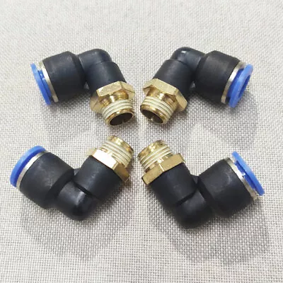 4X Pneumatic Male 3/8  OD Tube X 1/4  NPT Elbow Push To Connect Air Fitting 10mm • $9.89