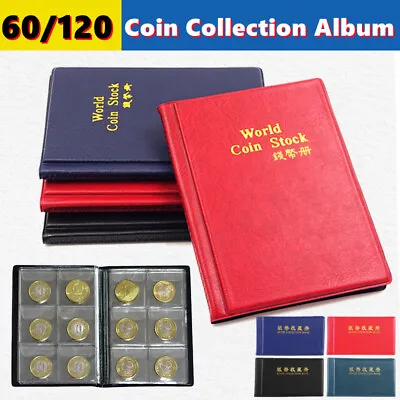 60/120 Coin Album Book Folder For Storage Collection Collecting Money Penny UK • £4.99