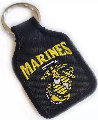 Marine Corps Key Ring Keyring Embroidered MARINES Eagle Globe Anchor Black USMC • $10.97