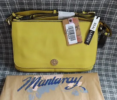 BNWT- Mantaray Leather Crossbody Bag - Lemon/Lime • £39.95
