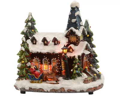 £39.96 • Buy Xmas LED Fibre Optic Church Silhouettes Scene Christmas Lights Trees Snow 