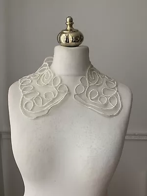 One Piece White Net Lace Vintage Handmade Dress Collar Crafts Dressmaking • £14.99