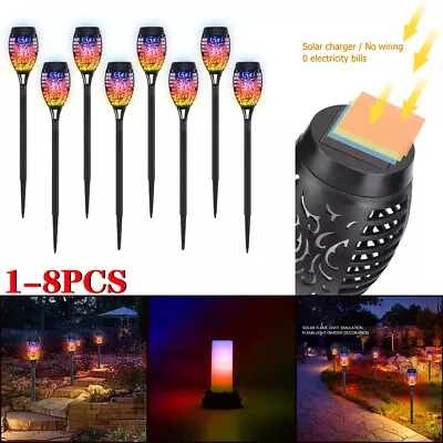 Solar Outdoor Lights Stake Garden Path Flame Effect Flickering LED Torch Lamp  • £5.75