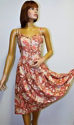 LAURA ASHLEY Vintage 80s Floral Prairie Strappy Sun Dress Cottagecore 14UK 10US • $85