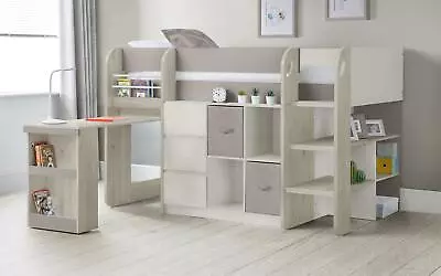 Saturn Midsleeper Taupe 3ft Single Cabin Loft Bed Frame For Kids Children • £671.99