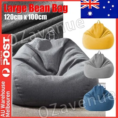 $30.95 • Buy 100X120cm Extra Large Bean Bag Chairs Adults Couch Lazy Lounger Sofa Cover