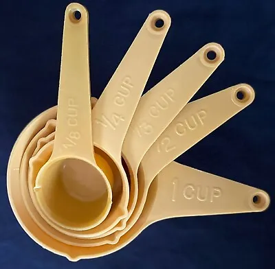 Vintage Foley Measuring Cups Set Of 4 + 1 Harvest Gold Nylon/Plastic Standard • $9.50