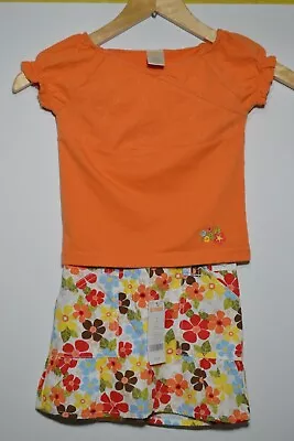 Gymboree Set Floral Multicolor Skirt NWT & Used Matching T-Shirt Embroider Sz 3 • $14.99