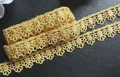 Metallic Venise Lace 5/8 Inch Wide Gold Color Select Length • $2.99