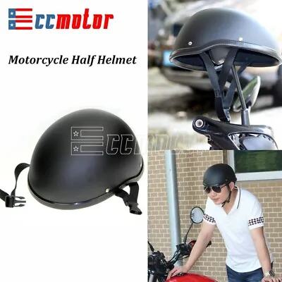$35.99 • Buy Black Low Profile Novelty Half Skull Cap Biker Helmet For Chopper Bobber Cruiser