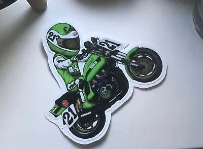 Eddie Lawson #21 Kawasaki KZ1000R S1 Cartoon Bobblehead Sticker / Decal “ Wheely • £12.99