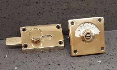 $156.44 • Buy Vintage Brass Vacant Engaged Toilet Bathroom Door Lock Indicator Sliding Bolt