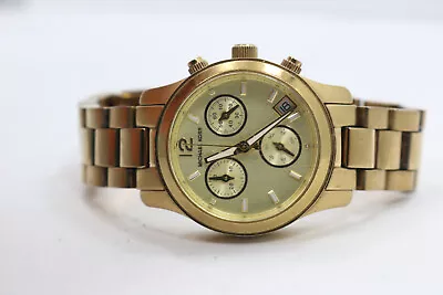 Michael Kors Runway MK5384 Chronograph Gold Wrist Watch New Battery • $38