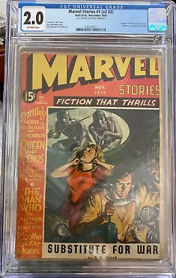 MARVEL STORIES #1 (vol. 2 #2) CGC 2.0 1940 Simon & Kirby Art  Human Torch  Ad • $399