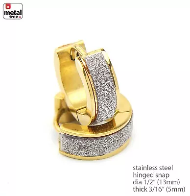 14k Gold Plated Stainless Steel Huggie Hoop Snap Men's Earrings SSHE 023 TT • $6.98
