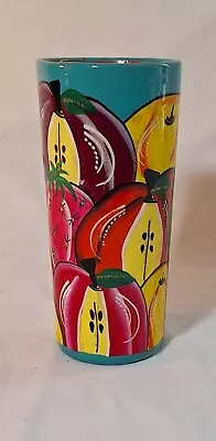 Mexican Talavera FRIUT Hand Painted Pottery Vase Mexico  61/2  INCH FUN VIBRANT  • $14.96