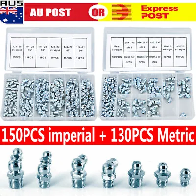 $35.99 • Buy 280pcs Hydraulic Grease Nipple Metric Imperial Mechanical Lubricant Fitting Kit