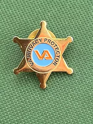 Vintage VA Privacy Protector Gold Tone Star Badge Pin 1  Across • $15.99