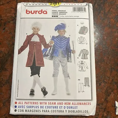 🌹 Burda #2461 - Boys Mozart - Musketeer - French Prince Costume Pattern 6-12 Ff • $10.50