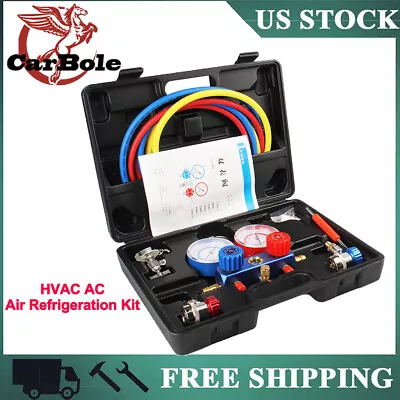 HVAC A/C Manifold Gauge Set Air Kit Pressure Guage 4 Way Refrigeration M14*1.25 • $49.60