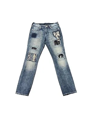 True Religion Jeans Women's Cameron Slim Boyfriend Jacquard Patch Size 24 • $24.99