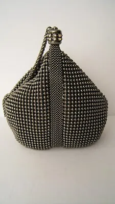 Vintage Neiman Marcus Gun Metal Beaded Mesh Purse Mother Of The Bride Crystals • $84