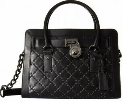 🌞michael Kors Hamilton Black Leather Microstud Lock & Key Ew Satchel Bag🌺nwt! • $223.19