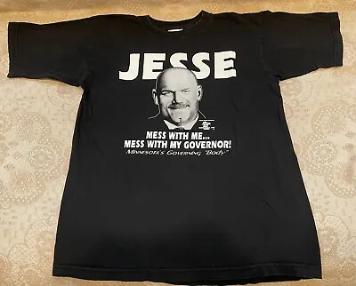 Vintage 90s Jesse Ventura Minnesota Governor T Shirt Size L Black WWF • $24.24
