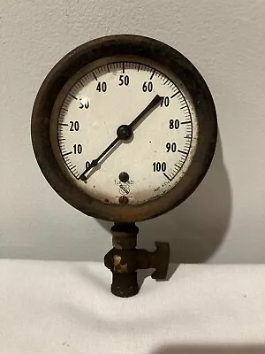 Vintage 1850 Ashcroft Mfg. Co. Steam Pressure Gauge 0-100 - Steampunk • $16