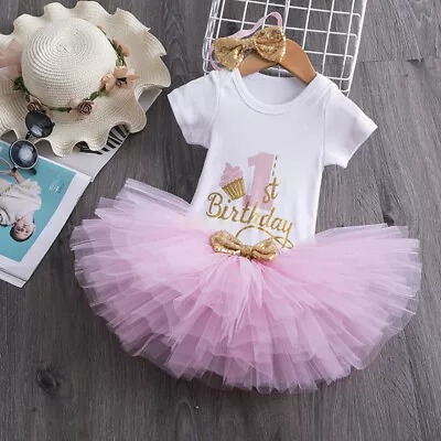 Baby Girl 1st Birthday Party Outfit Dress Tutu One Cake Unicorn Summer NEW • $32.48