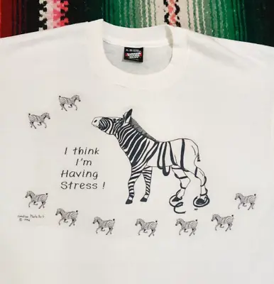 Vtg 90's Zebra Nature Animal Art Tee Single Stitch Screen Stars T Shirt Size XL • $14.99