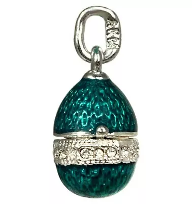 SEASHELL Faberge Egg Style Locket Pendant Green Enameled • $18.66