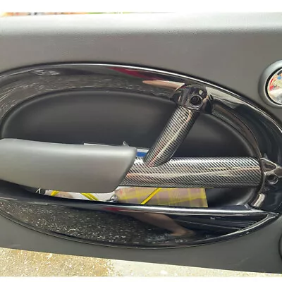 Carbon Style Side Interior Door Hanle Cover Trim Fit For Mini Cooper R50 R52 R53 • $39