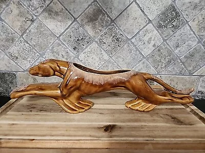Frankoma Pottery Brown Greyhound Running Dog Figure Planter 15 1/4  Long • $75
