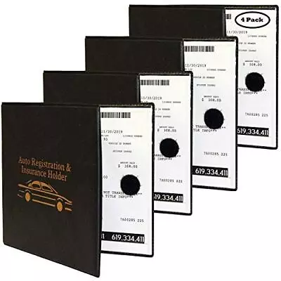 Car Auto Insurance Registration Document Wallet Holder With Strong Closure 4Pk • $13.20