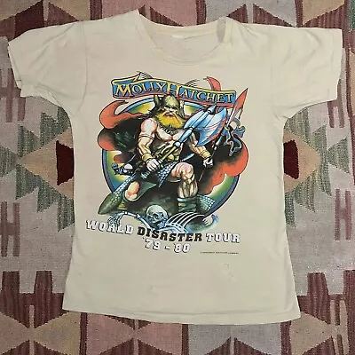 1979 Molly Hatchet World Tour Disaster Tour Sand Short Sleeve T Shirt • $15.96