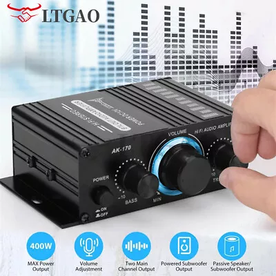 AK170 HIFI Mini Stereo Audio AMP 12V FM Radio Mic Car Mini Sound Amplificador • £12.96