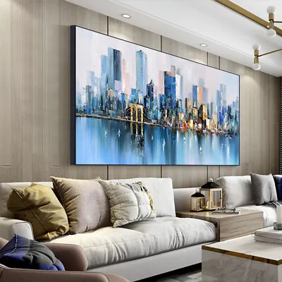 Wall Art Cityscape Oil Painting Hand Painted Decorative Modern Abstract Urban • $99.90