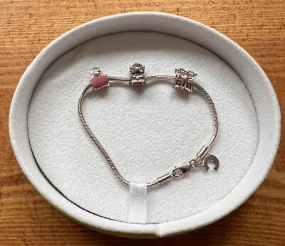 Genuine CHAMILIA Bracelet 3 Charms Sterling Silver Boxed Hedgehog Butterfly Bag • £20